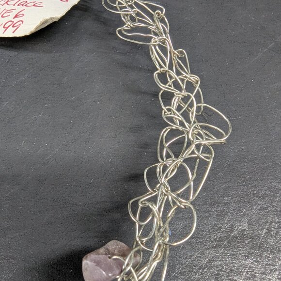 Homemade Crochet Jewelry Wire Necklace with Multicolor Beads 23" Long Lot of 6 - Picture 9 of 10